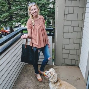 Anthropologie Eri & Ali Crochet Trim Top